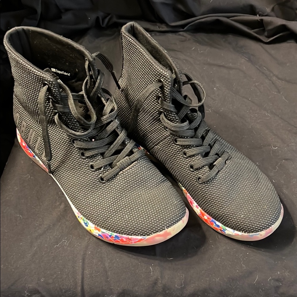 NOBULL black super fabric high top, floral bottom